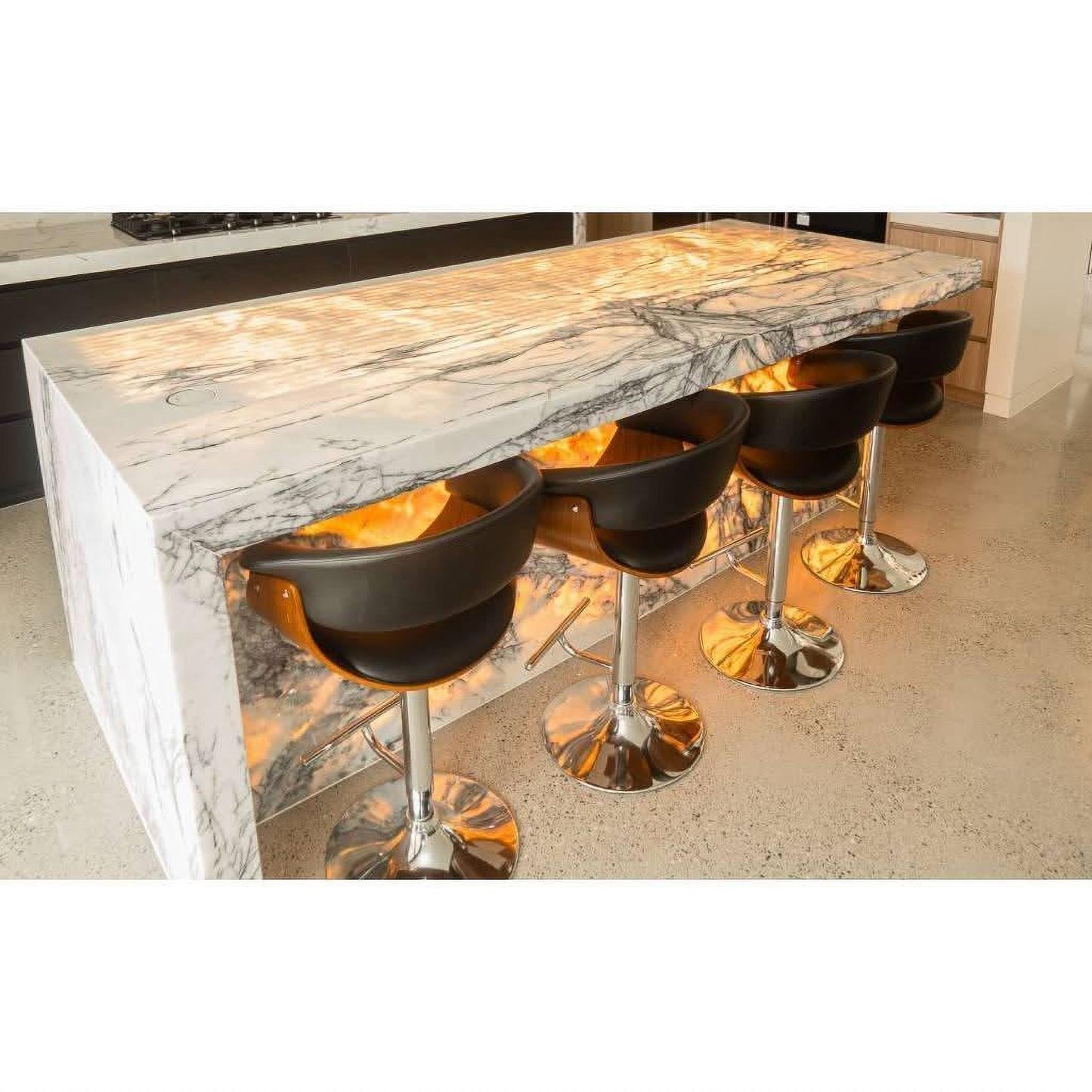 MERLIN BAR CHAIR CHROME AND WALNUT BLACK PU