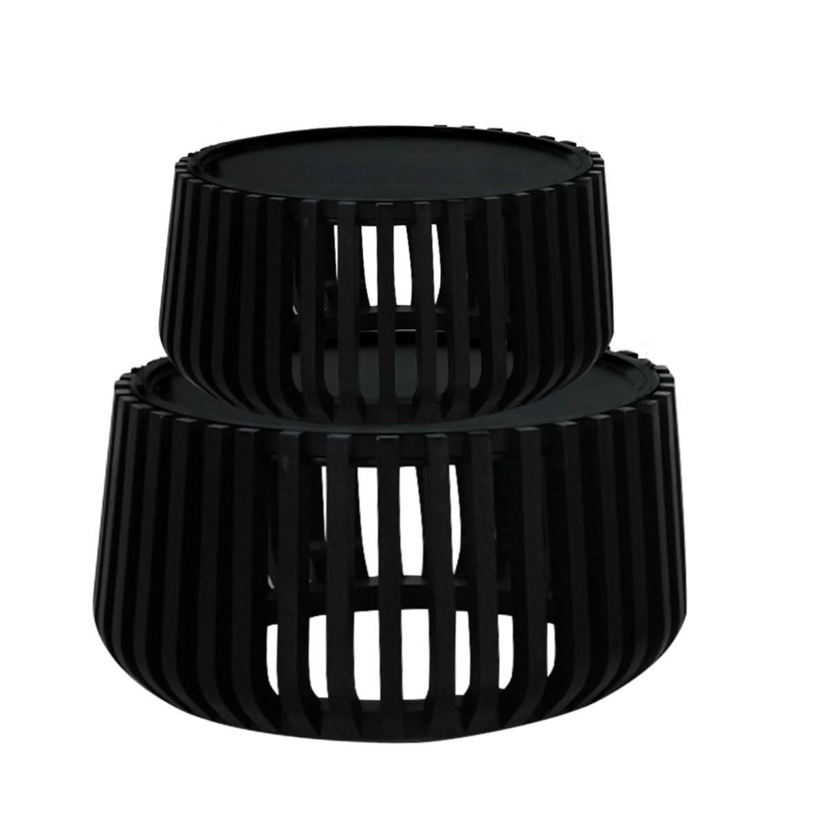 MERTI SET OF 2 MANGO WOOD COFFEE TABLES IN SOLID BLACK - MyChocolateWood