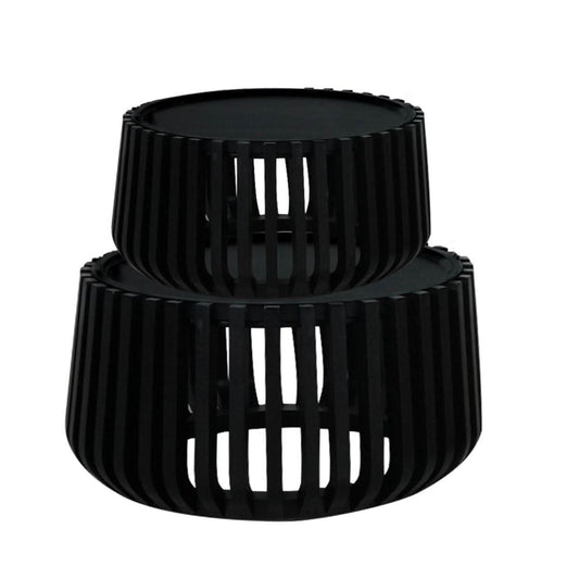 MERTI SET OF 2 MANGO WOOD COFFEE TABLES IN SOLID BLACK - MyChocolateWood