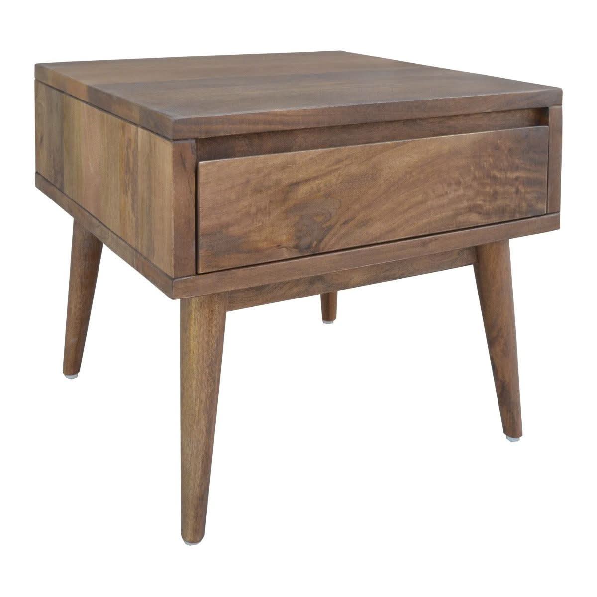 METRO SOLID MANGO WOOD TIMBER SIDE TABLE WITH DRAWER - MyChocolateWood