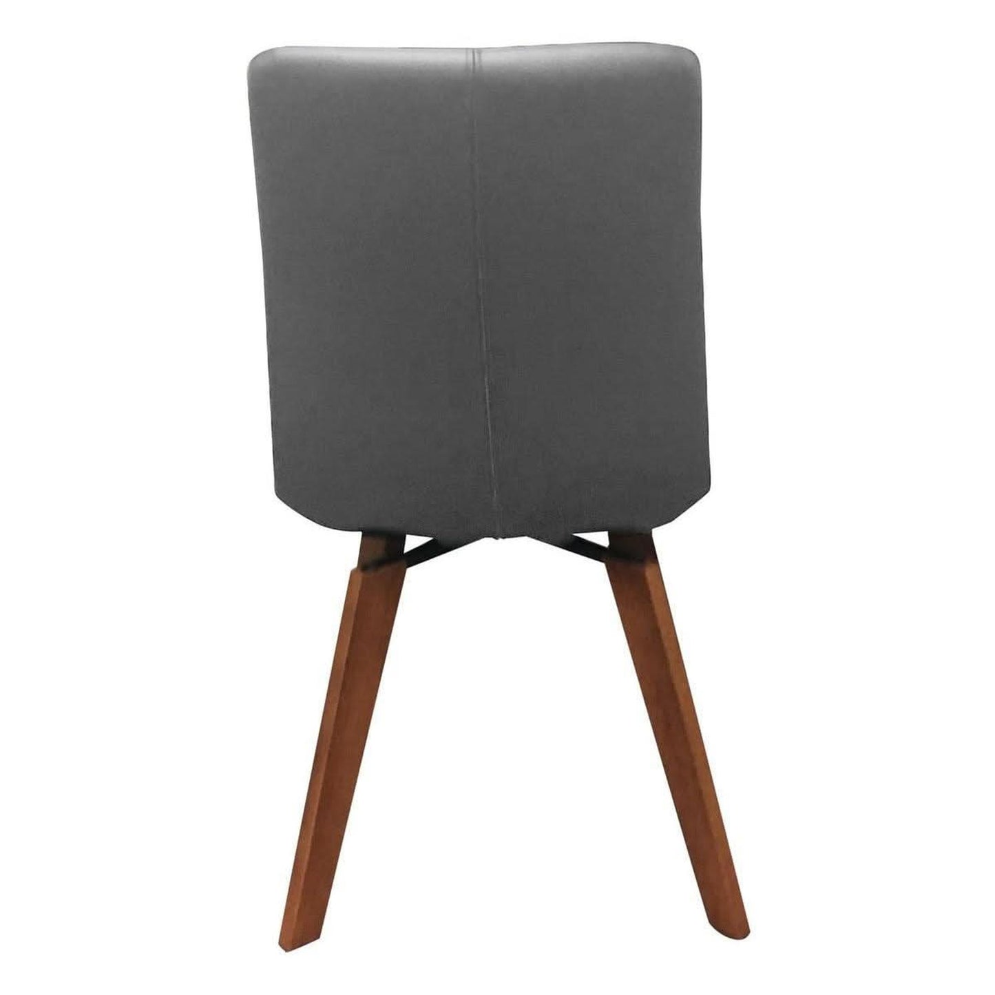 Mila Top Grain Leather Swivel Dining Chair in Grey - Chocolate Wood