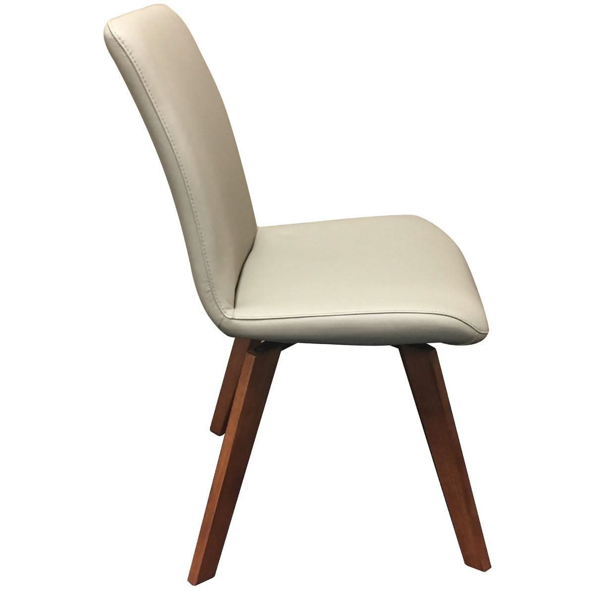 Mila Top Grain Leather Swivel Dining Chair in Mocha - Chocolate Wood