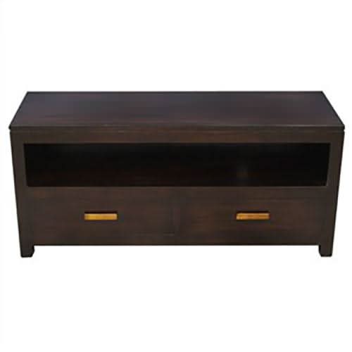 MILAN SOLID MAHOGANY 2 DRAWER ENTERTAINMENT UNIT IN CHOCOLATE 120CM - MyChocolateWood