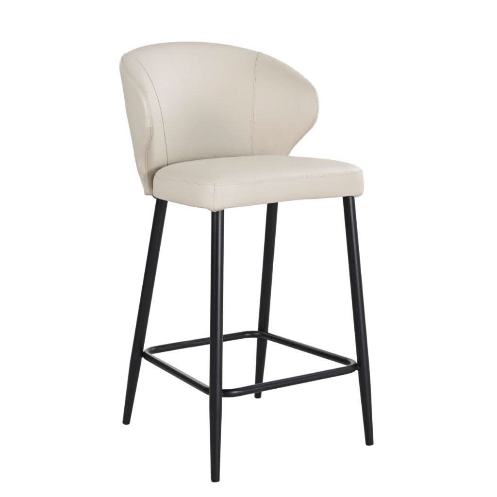 Milano PU Leather Bar Stool in Wheat - Chocolate Wood
