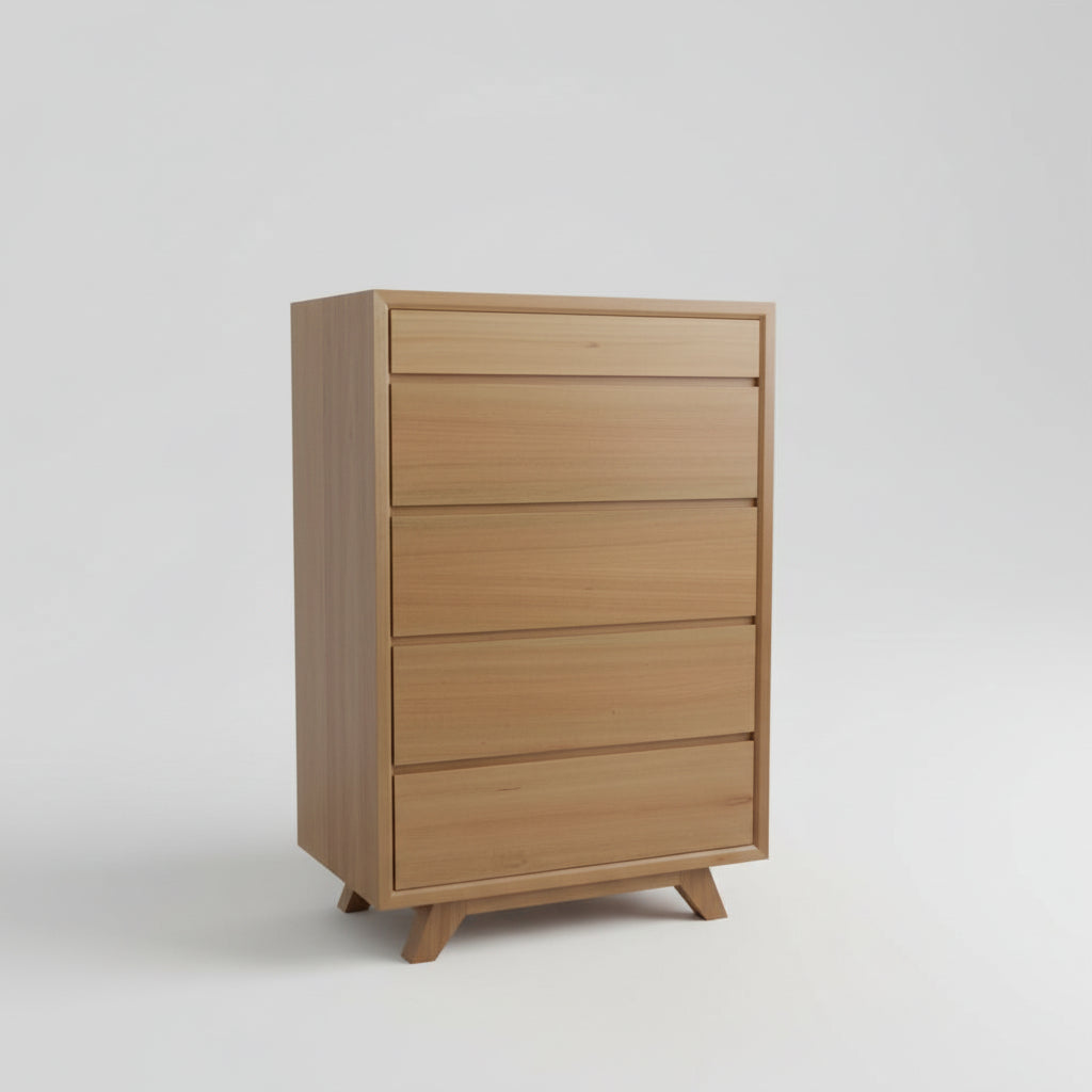 MIRANDA 5 PIECE QUEEN BEDROOM SUITE IN TASSIE OAK CLEAR LACQUER - MyChocolateWood