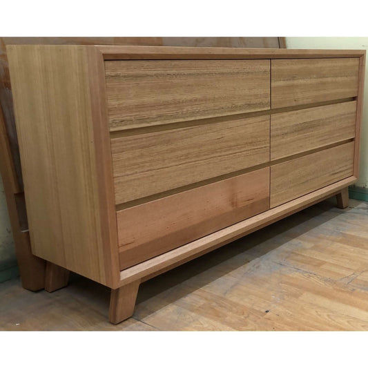 MIRANDA 6 DRAWER DRESSER/ 6 DRAWER CHEST OF DRAWERS IN TASSIE OAK CLEAR LACQUER MADE TO ORDER IN AUSTRALIA