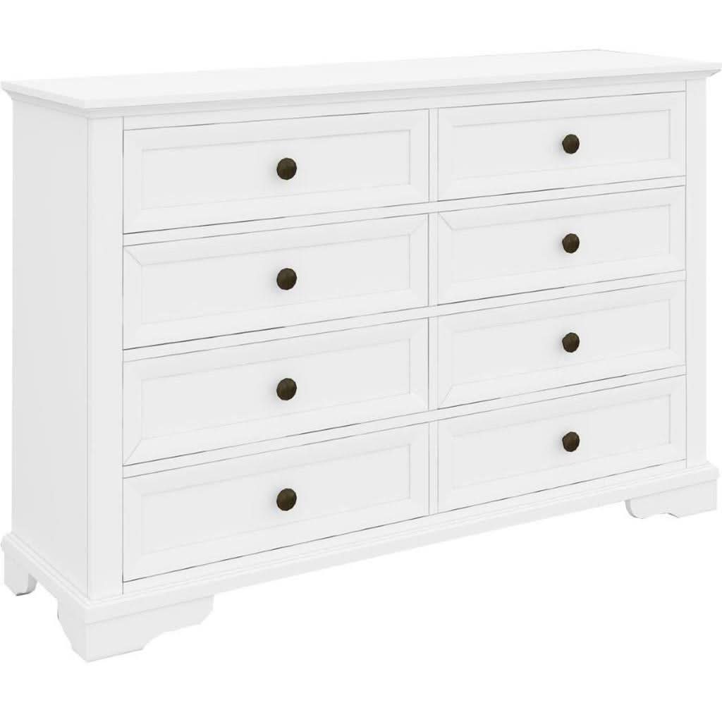 MIRIBELLE ACACIA WOOD 8 DRAWER DRESSER/ 8 DRAWER CHEST OF DRAWERS WHITE - MyChocolateWood