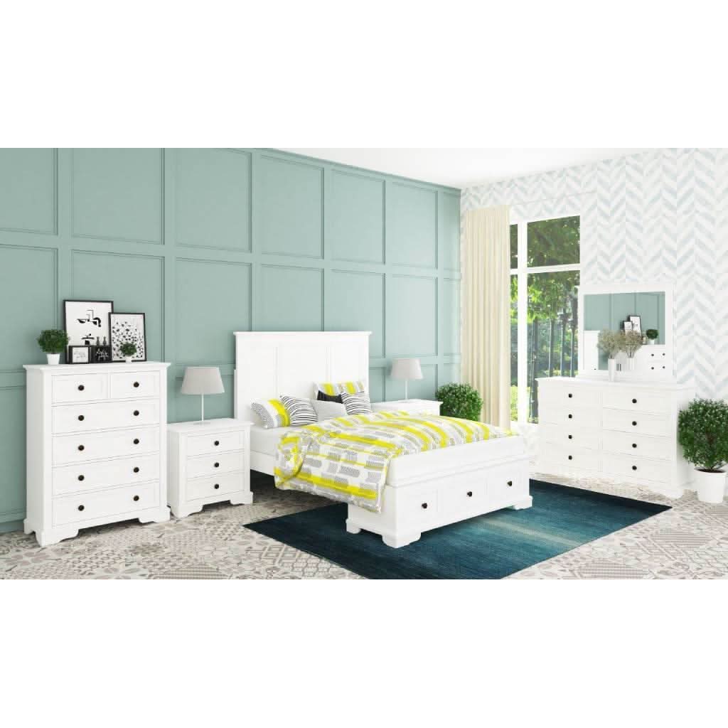 MIRIBELLE ACACIA WOOD KING SIZE BED + TALLBOY + 2 X BEDSIDE TABLES PACKAGE DEAL - MyChocolateWood