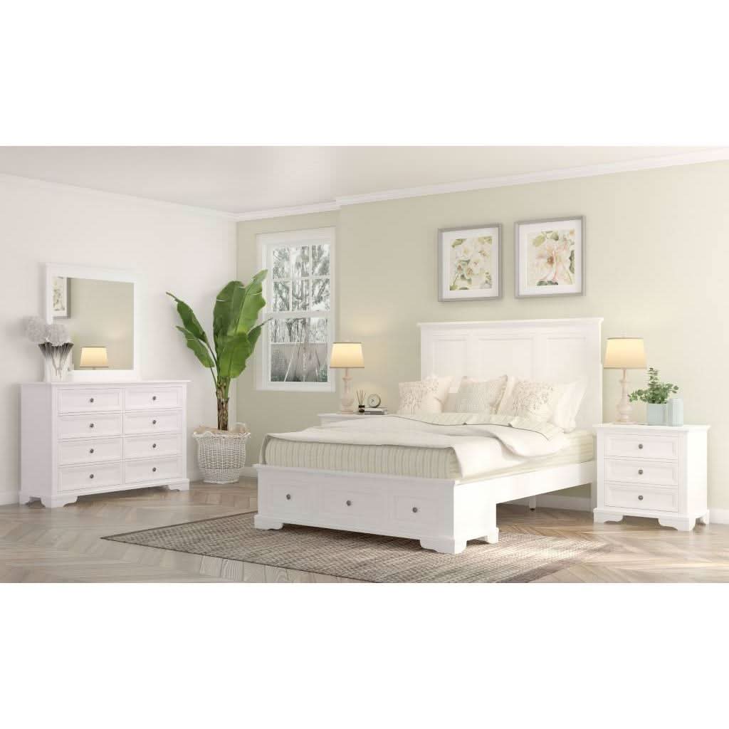 MIRIBELLE ACACIA WOOD QUEEN SIZE BED + DRESSER + MIRROR + 2 X BEDSIDE TABLES PACKAGE DEAL - MyChocolateWood