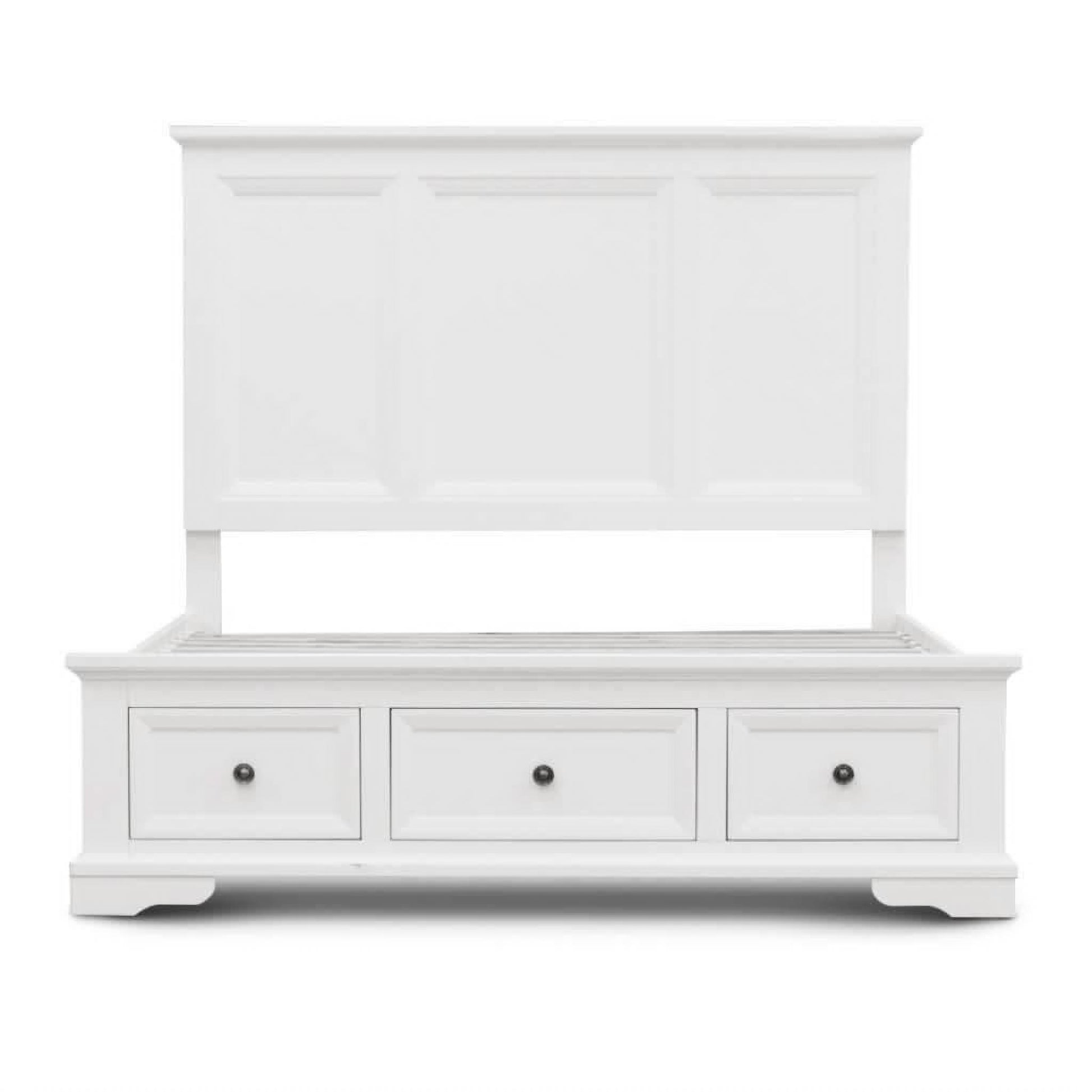 Miribelle King Bed in Solid Acacia Wood with 3 Drawers - Chocolate Wood