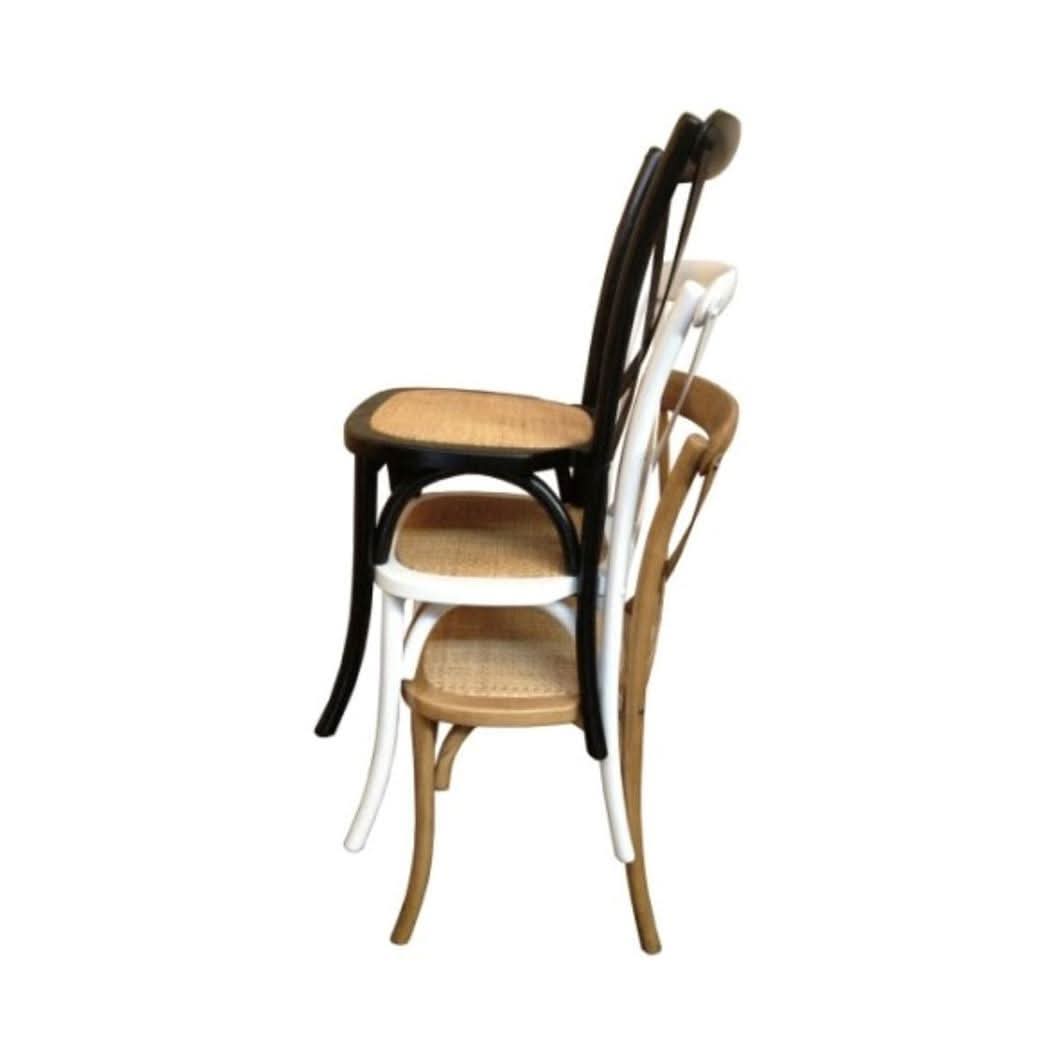 Moftak Stackable French Provincial Crossback Dining Chair in Black - Chocolate Wood