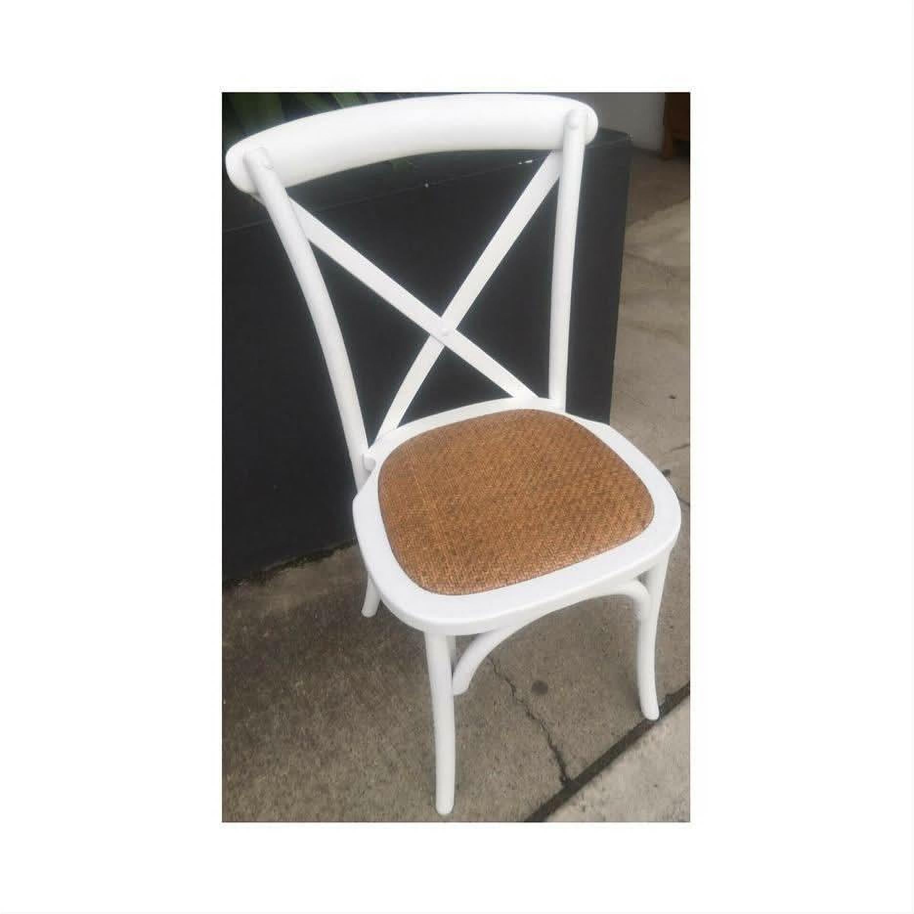 Moftak Stackable French Provincial Crossback Dining Chair in White - Chocolate Wood