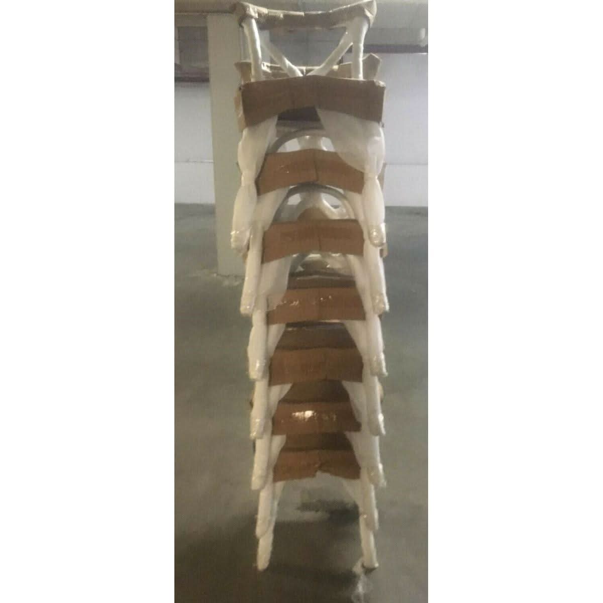 Moftak Stackable French Provincial Crossback Dining Chair in White - Chocolate Wood