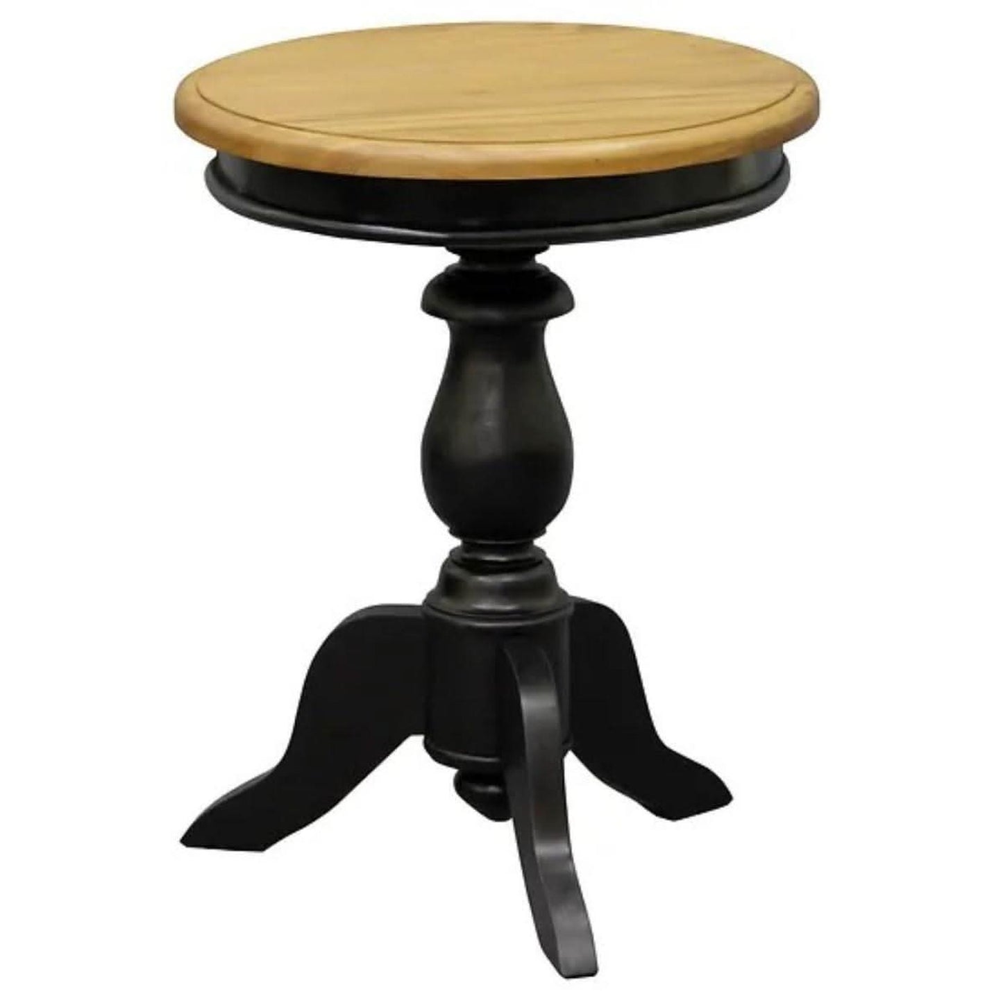Mola Solid Mahogany Round Side & Wine Table in Black/Caramel - Chocolate Wood