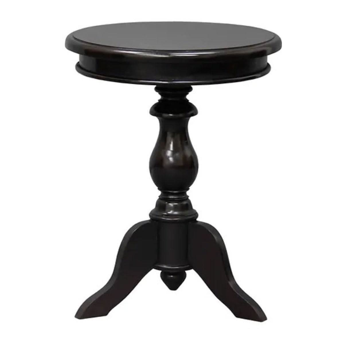 Mola Solid Mahogany Round Side & Wine Table in Chocolate - Chocolate Wood