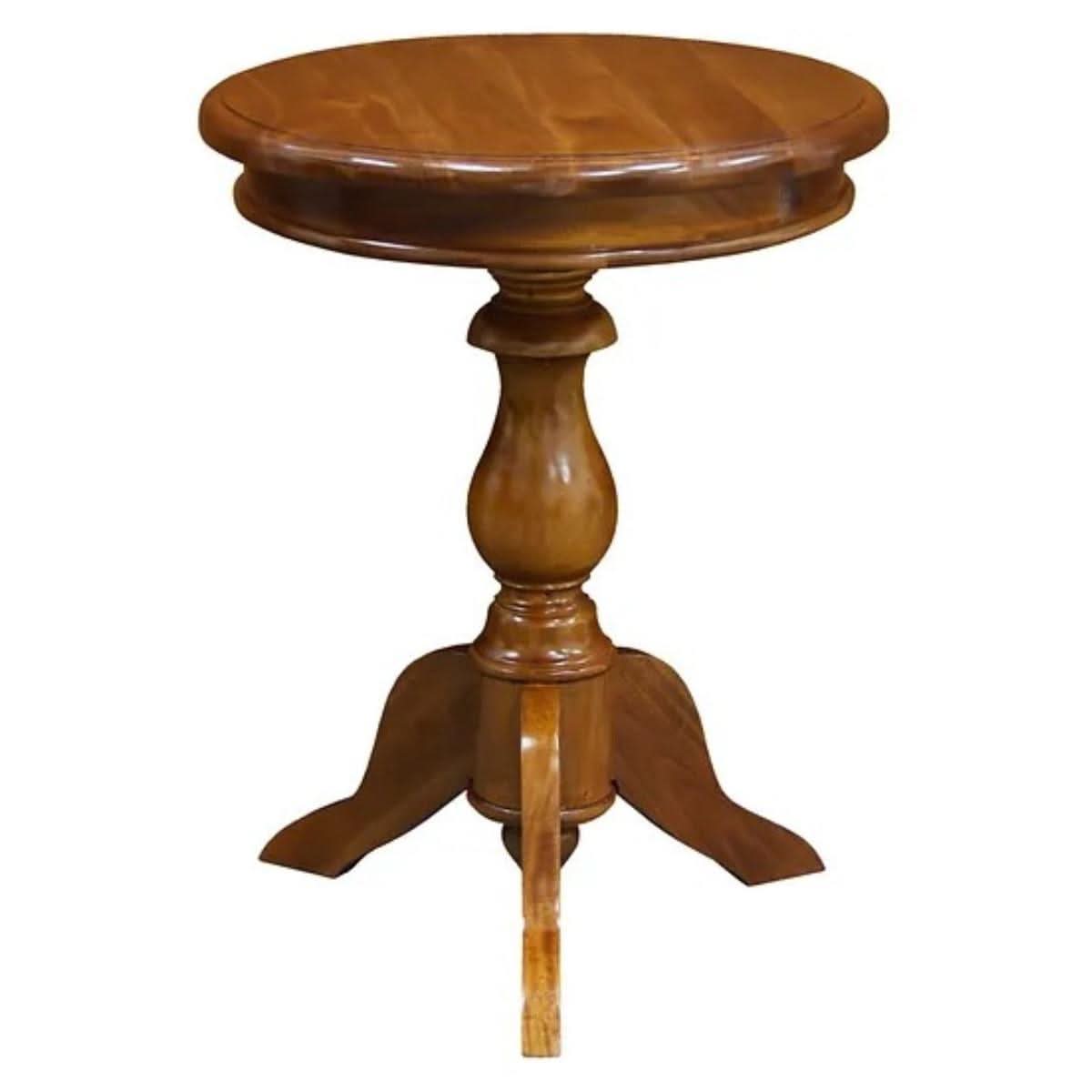 Mola Solid Mahogany Round Side & Wine Table in Light Pecan - Chocolate Wood