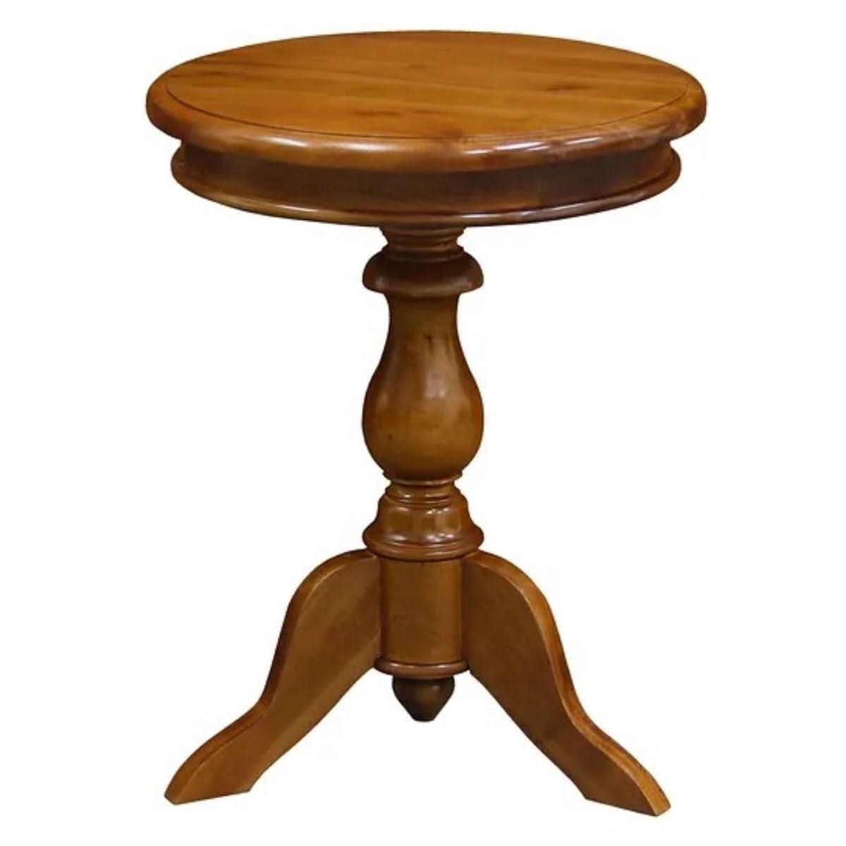 Mola Solid Mahogany Round Side & Wine Table in Light Pecan - Chocolate Wood