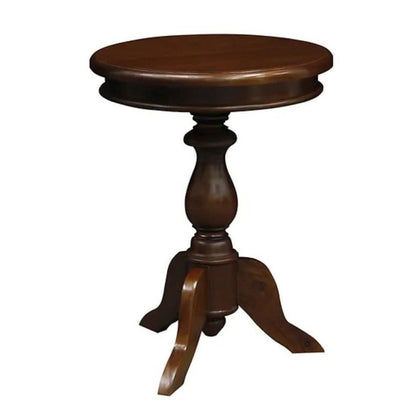 Mola Solid Mahogany Round Side & Wine Table in Mahogany - Chocolate Wood