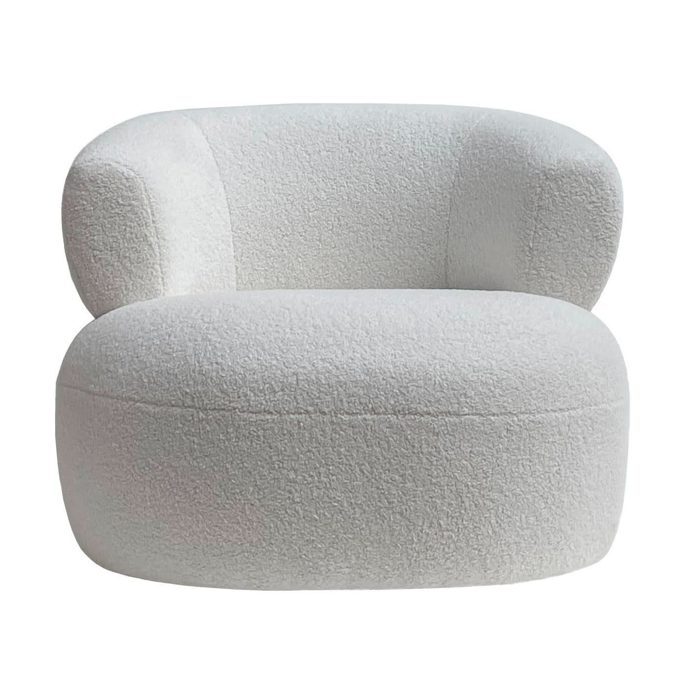 MONA BOUCLE TEXTURED FABRIC CHAIR IN SNOW - MyChocolateWood