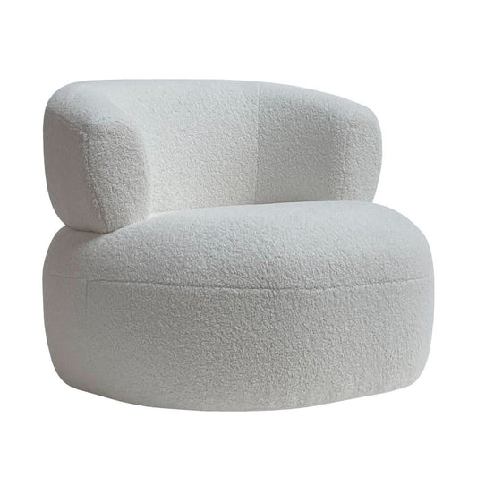 MONA BOUCLE TEXTURED FABRIC CHAIR IN SNOW - MyChocolateWood