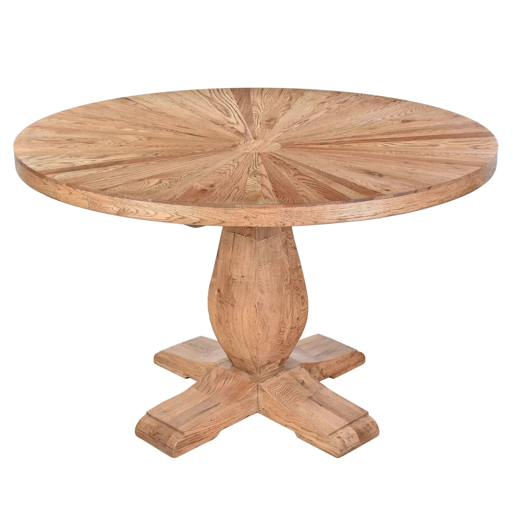 MONCLAIR ROUND SOLID OAK DINING TABLE WITH PEDESTAL BASE 150CM - MyChocolateWood