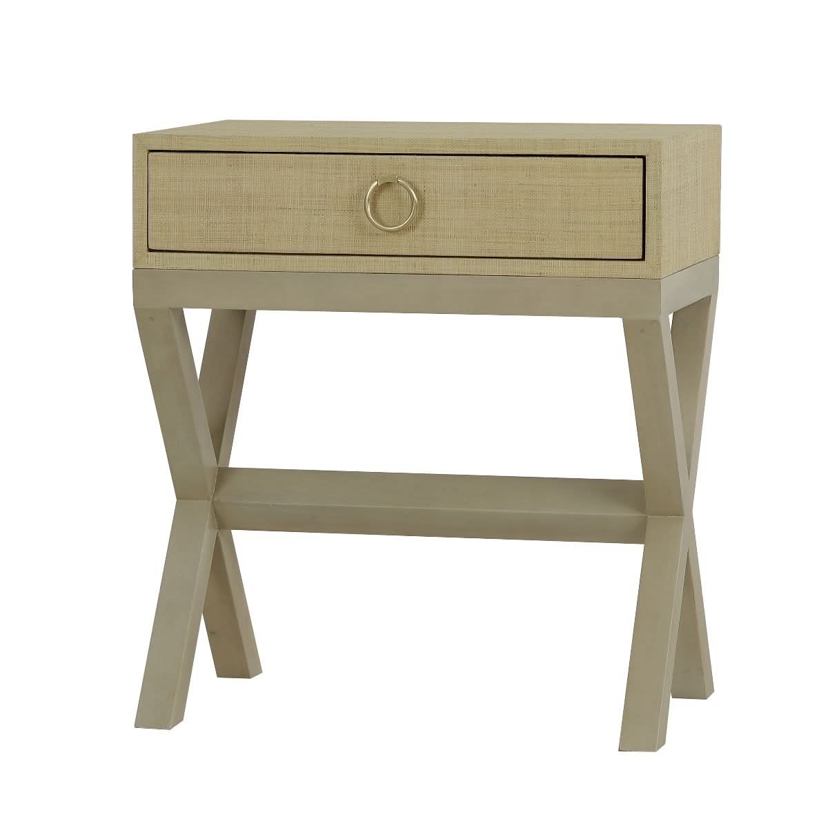 MONFORT MAHOGANY FRAME RAFFIA 1 DRAWER BEDSIDE TABLE NIGHTSTAND SANDBAR - MyChocolateWood
