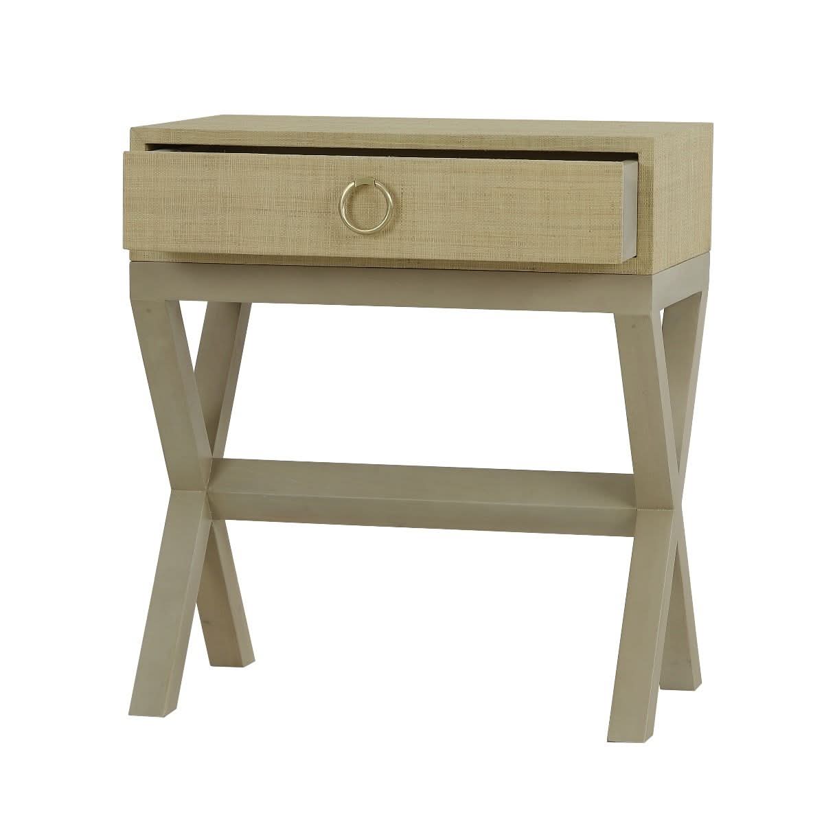 MONFORT MAHOGANY FRAME RAFFIA 1 DRAWER BEDSIDE TABLE NIGHTSTAND SANDBAR - MyChocolateWood