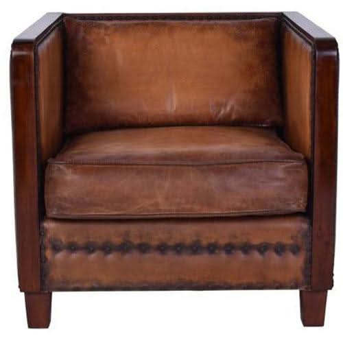 MORANG AGED LEATHER ARMCHAIR IN TOFFEE FINISH - MyChocolateWood