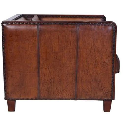 MORANG AGED LEATHER ARMCHAIR IN TOFFEE FINISH - MyChocolateWood