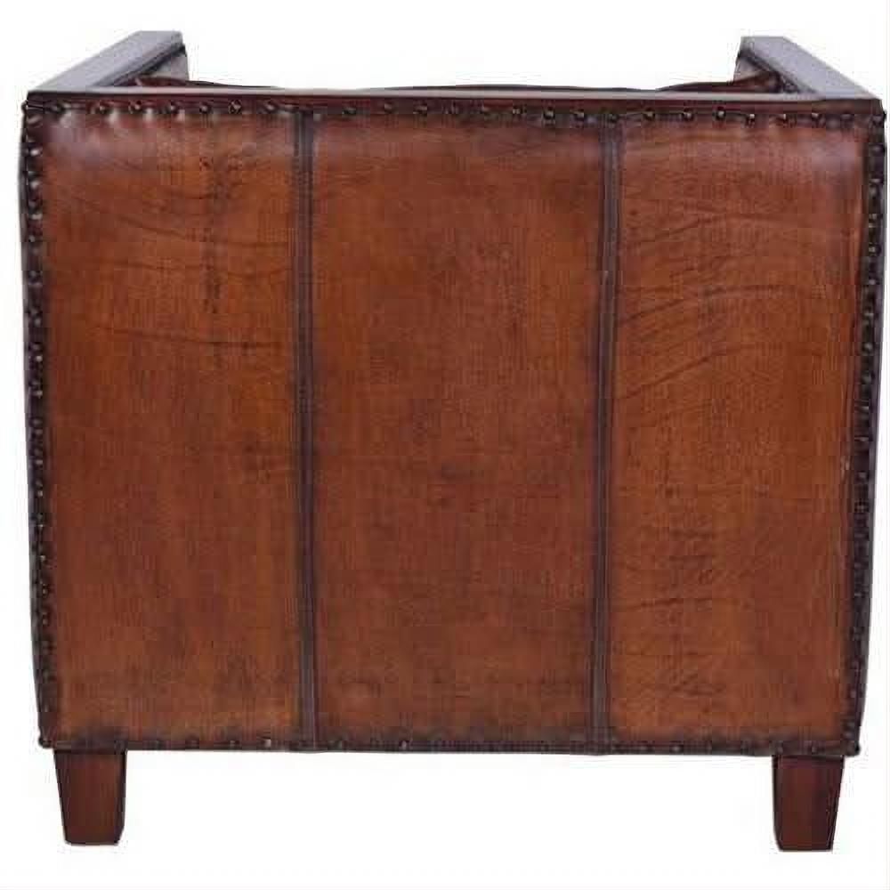 MORANG AGED LEATHER ARMCHAIR IN TOFFEE FINISH