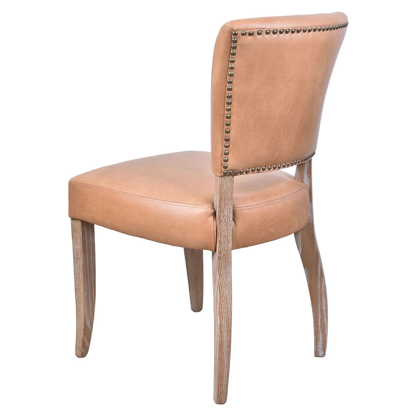 MORANG CARAMEL LEATHER  DINING CHAIR WITH WHITE WASH LEGS - MyChocolateWood