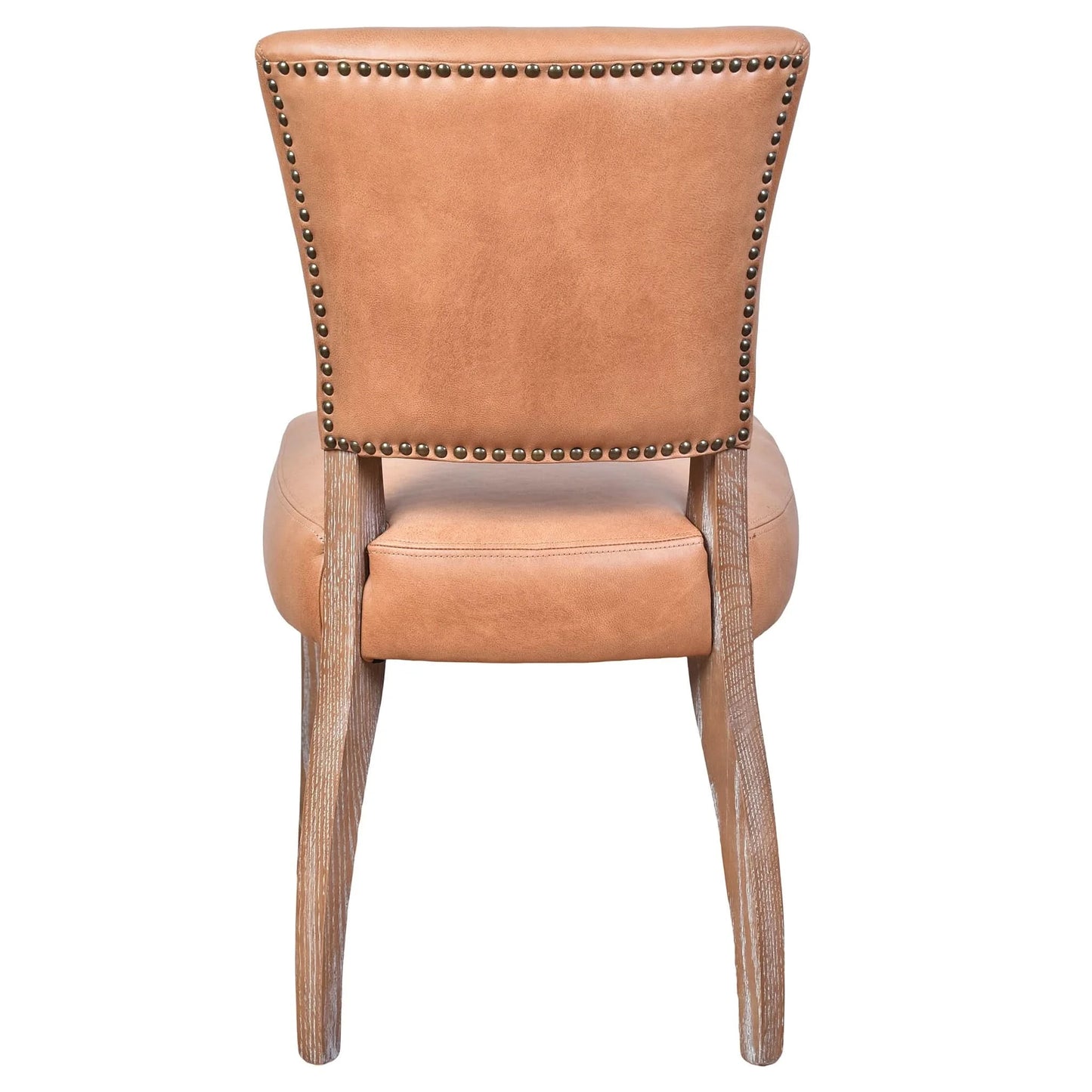 MORANG CARAMEL LEATHER DINING CHAIR WITH WHITE WASH LEGS - MyChocolateWood