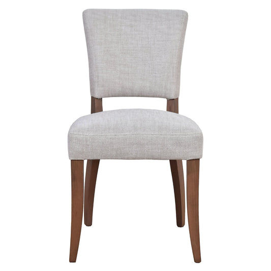 MORANG DOVE GREY LINEN CHAIR WITH MARON LEGS - MyChocolateWood