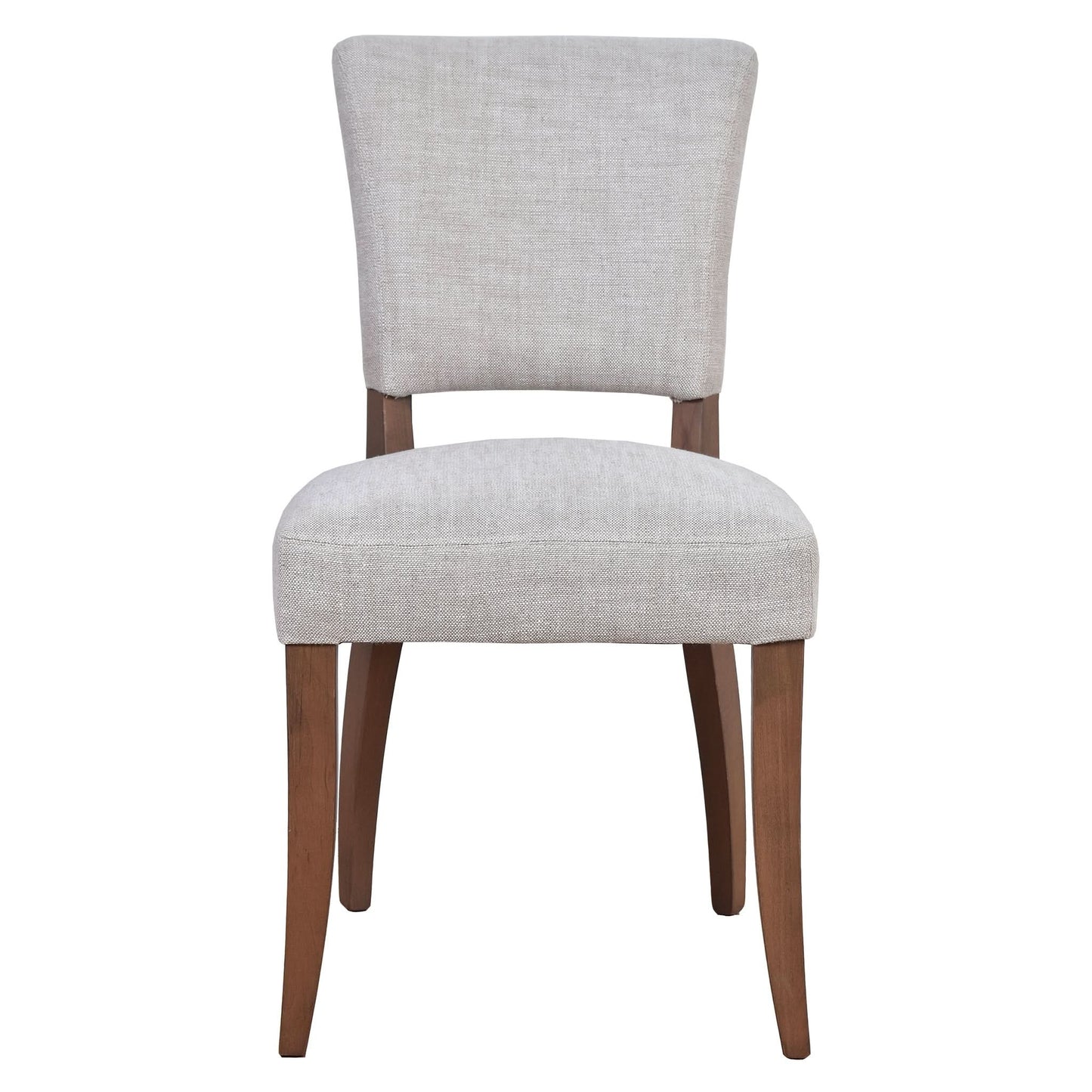 Morang Dining Chair in Dove Grey Linen with Maron Legs - Chocolate Wood