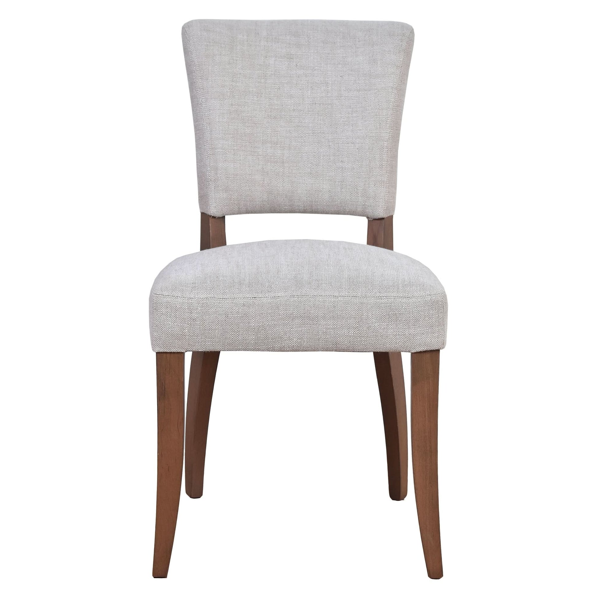 Morang Dining Chair in Dove Grey Linen with Maron Legs - Chocolate Wood