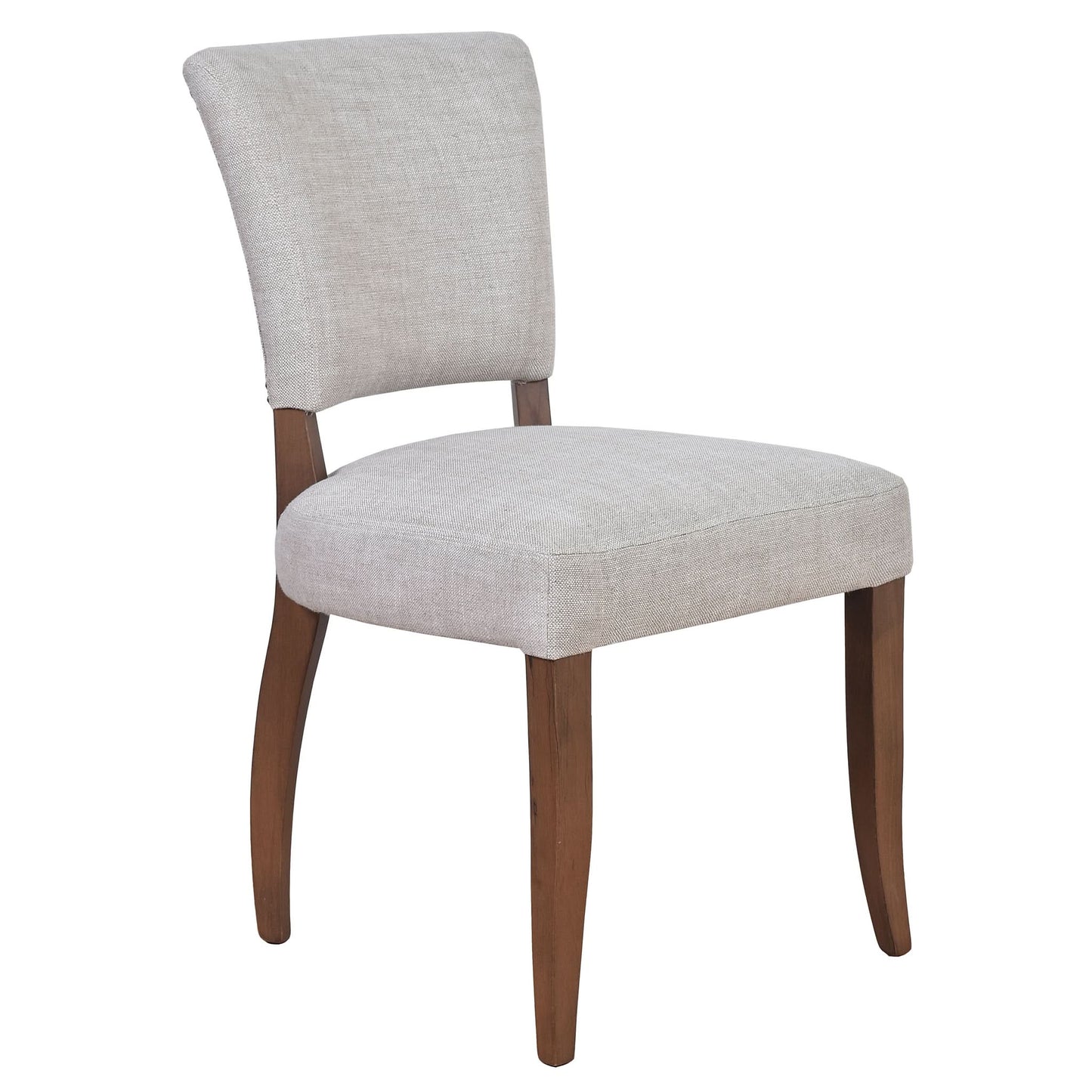 Morang Dining Chair in Dove Grey Linen with Maron Legs - Chocolate Wood