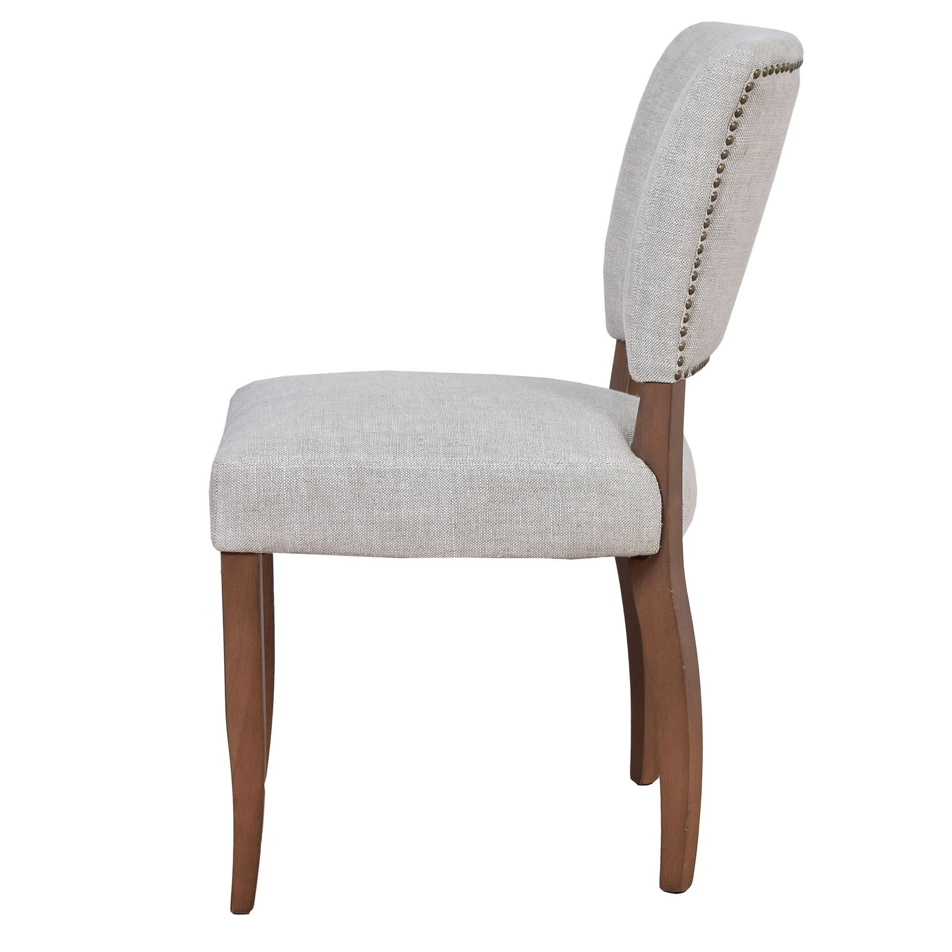Morang Dining Chair in Dove Grey Linen with Maron Legs - Chocolate Wood