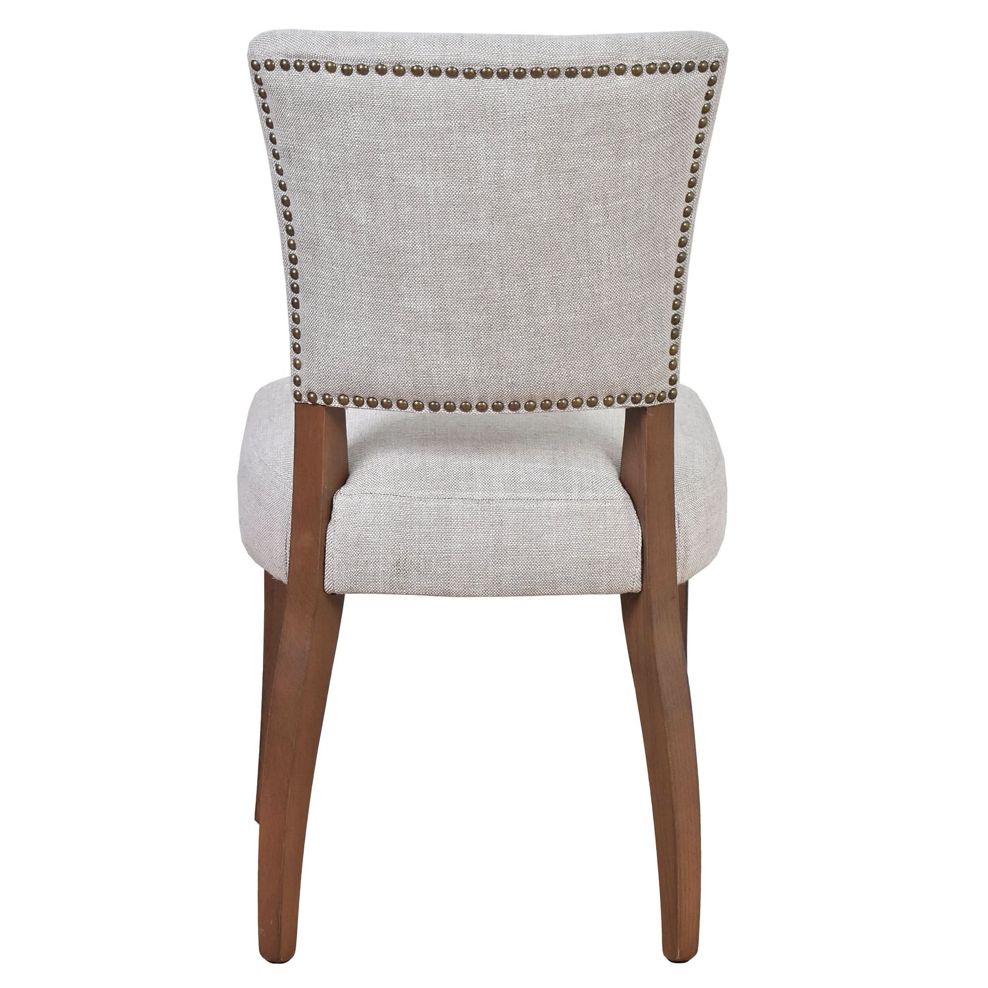 Morang Dining Chair in Dove Grey Linen with Maron Legs - Chocolate Wood