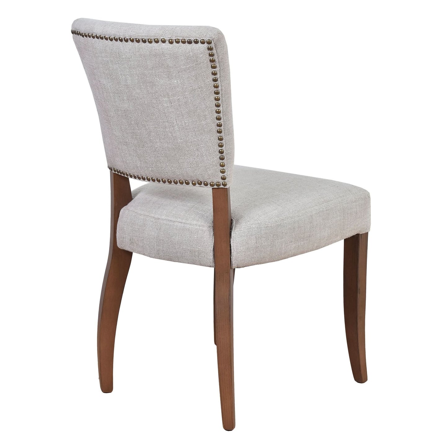 Morang Dining Chair in Dove Grey Linen with Maron Legs - Chocolate Wood