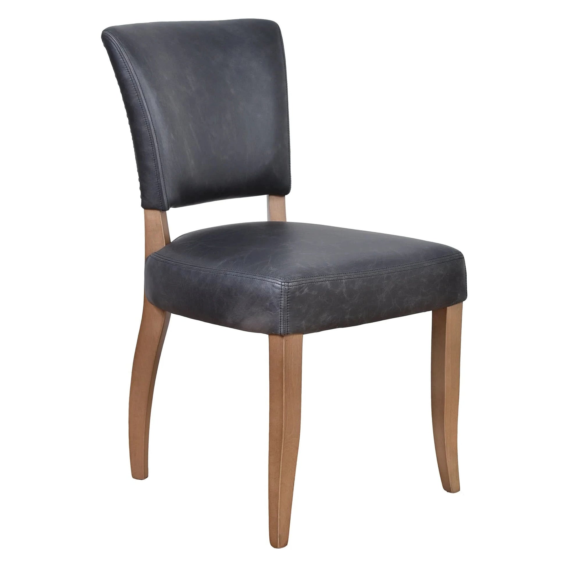 MORANG ESPRESSO TOP GRAIN DISTRESSED COWHIDE LEATHER DINING CHAIR BRIAR SMOKE LEGS - MyChocolateWood