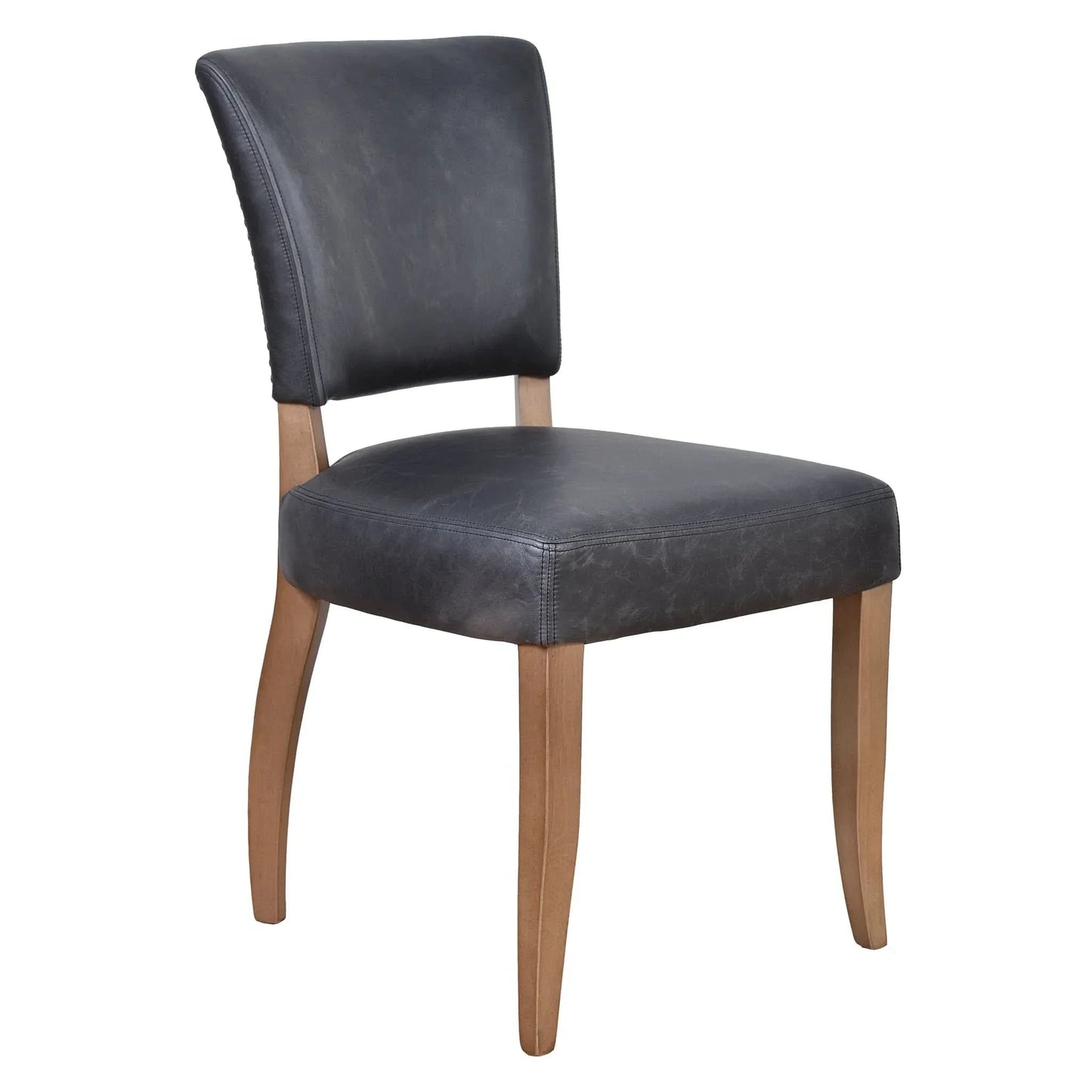 Morang Dining Chair in Espresso Distressed Cowhide with Briar Smoke Legs - Chocolate Wood
