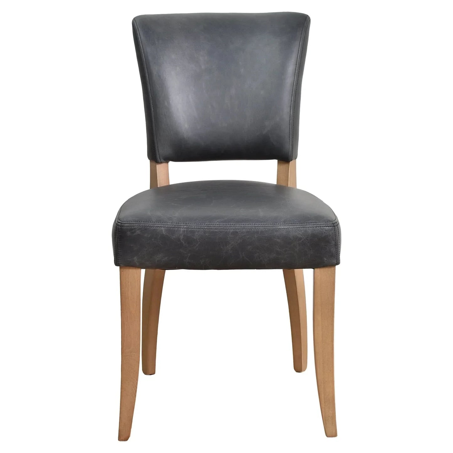 Morang Dining Chair in Espresso Distressed Cowhide with Briar Smoke Legs - Chocolate Wood