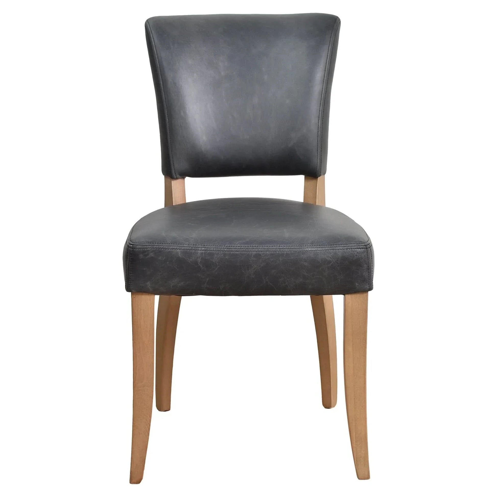 Morang Dining Chair in Espresso Distressed Cowhide with Briar Smoke Legs - Chocolate Wood