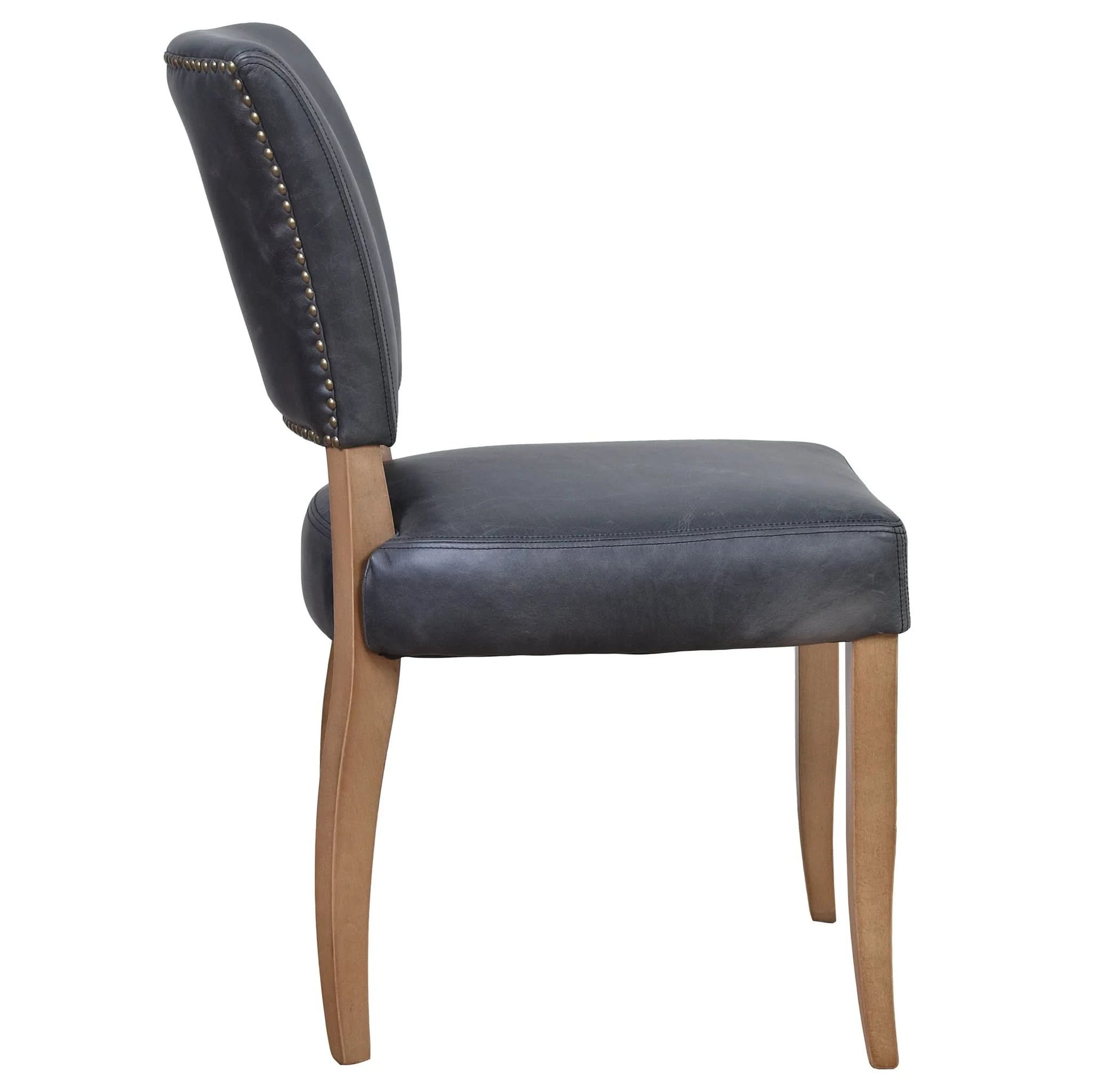 MORANG ESPRESSO TOP GRAIN DISTRESSED COWHIDE LEATHER DINING CHAIR BRIAR SMOKE LEGS - MyChocolateWood