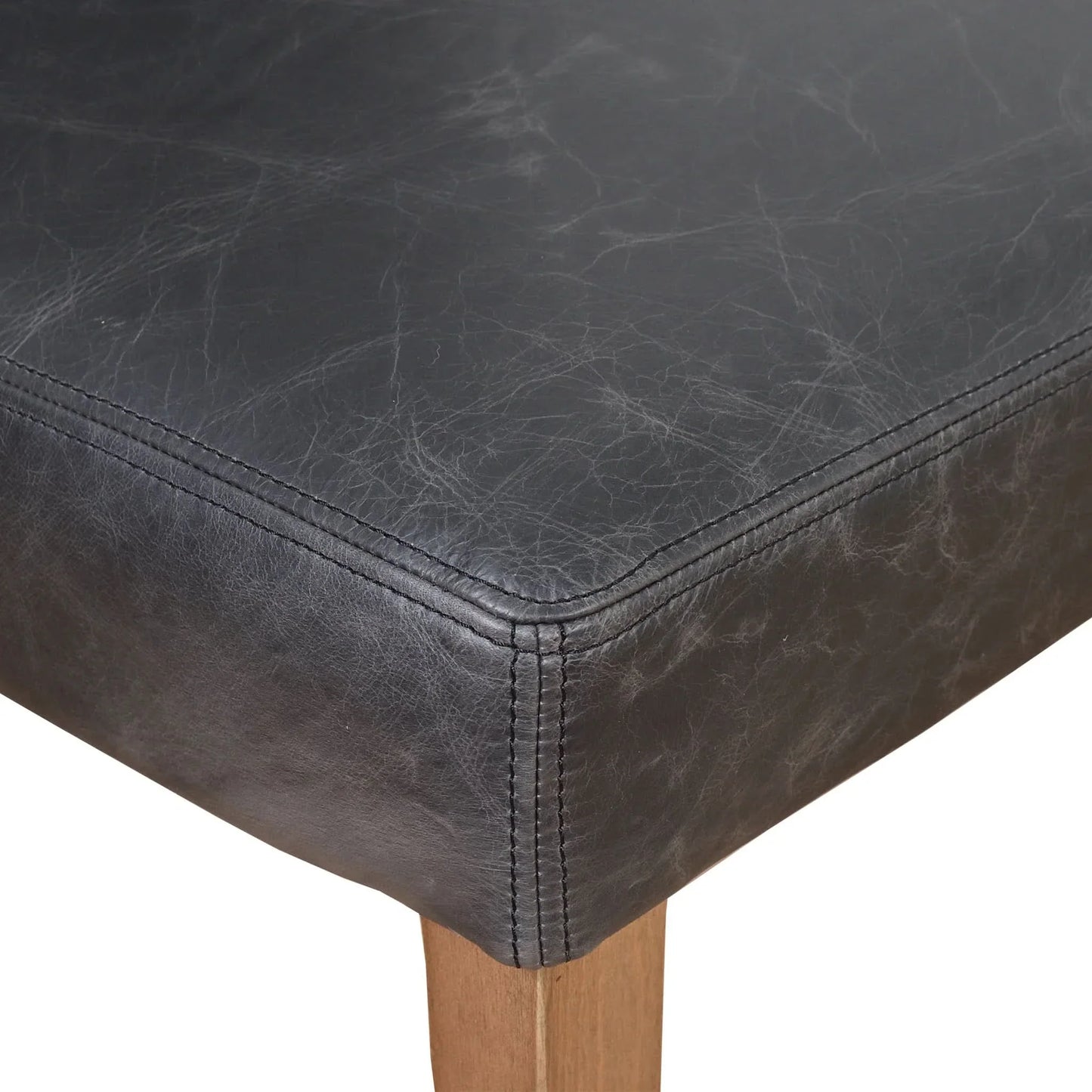 Morang Dining Chair in Espresso Distressed Cowhide with Briar Smoke Legs - Chocolate Wood
