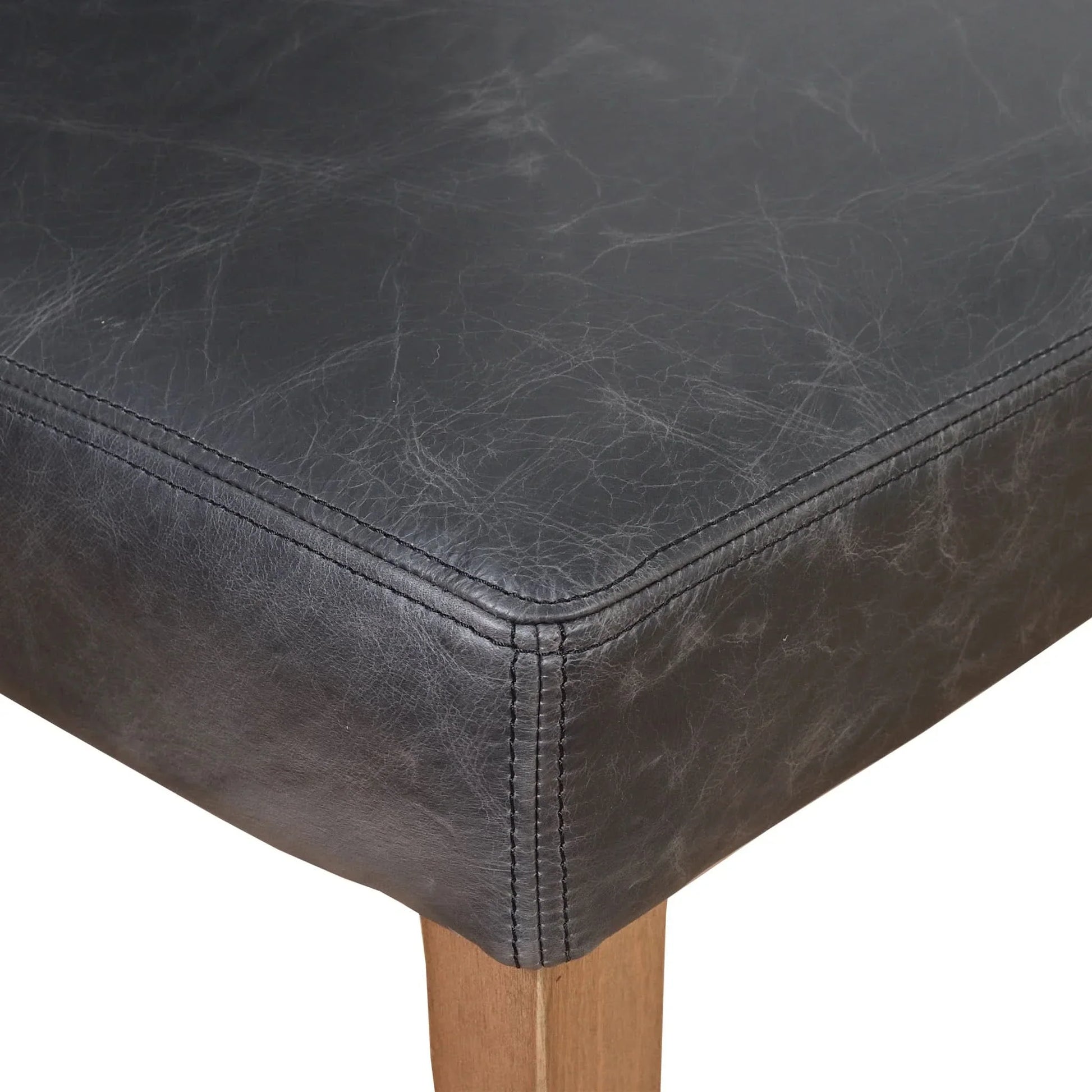 Morang Dining Chair in Espresso Distressed Cowhide with Briar Smoke Legs - Chocolate Wood