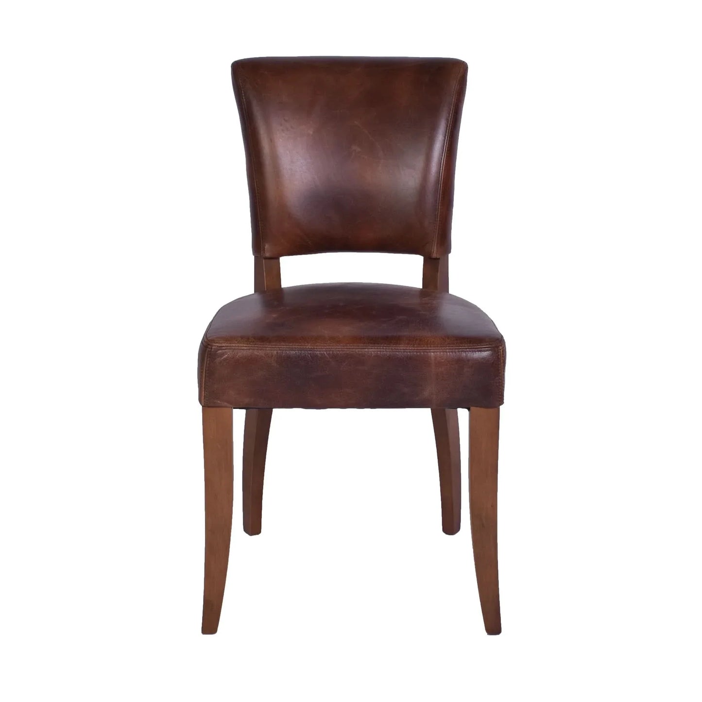 Morang Dining Chair in Brown Waxed Cowhide with Maron Legs - Chocolate Wood