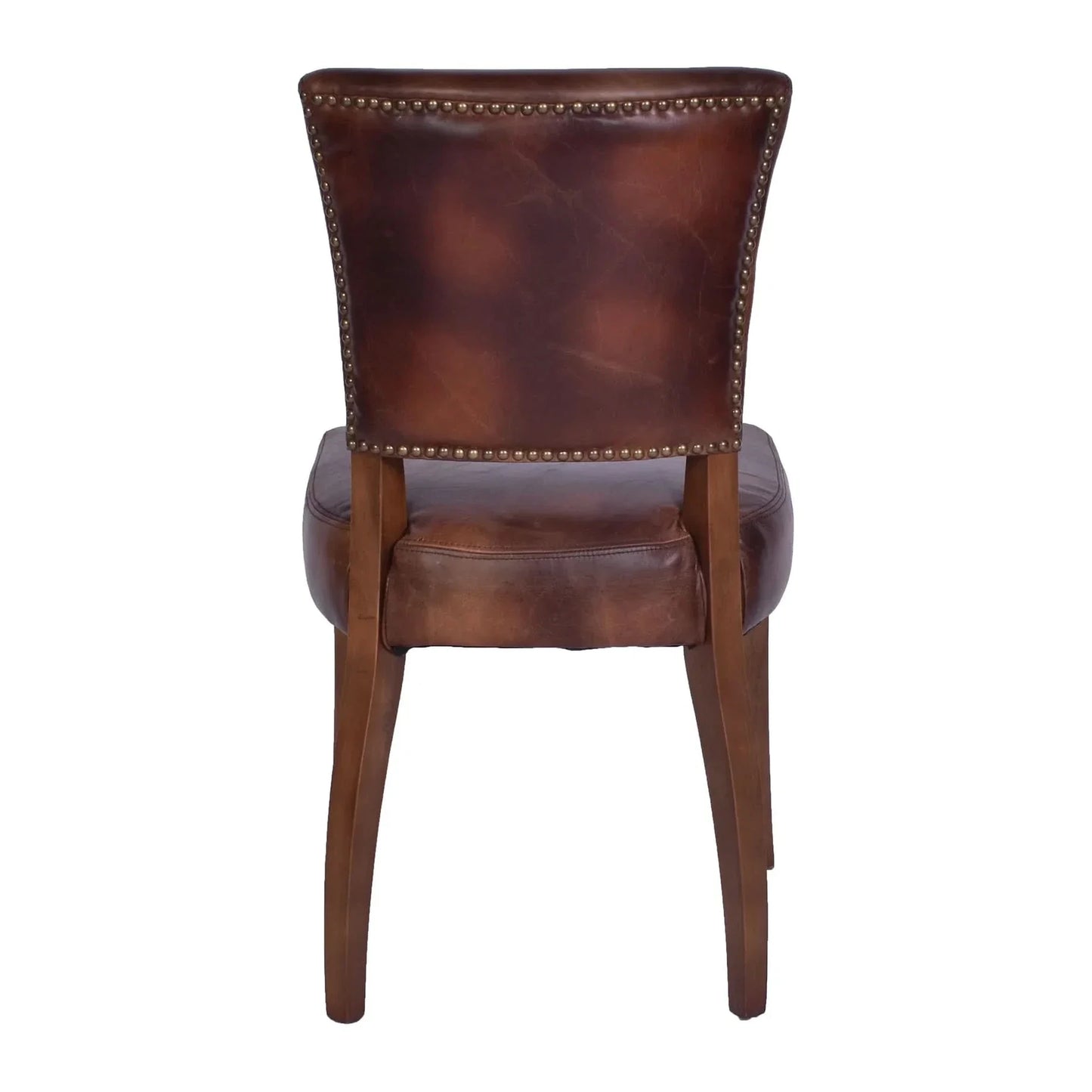 Morang Dining Chair in Brown Waxed Cowhide with Maron Legs - Chocolate Wood