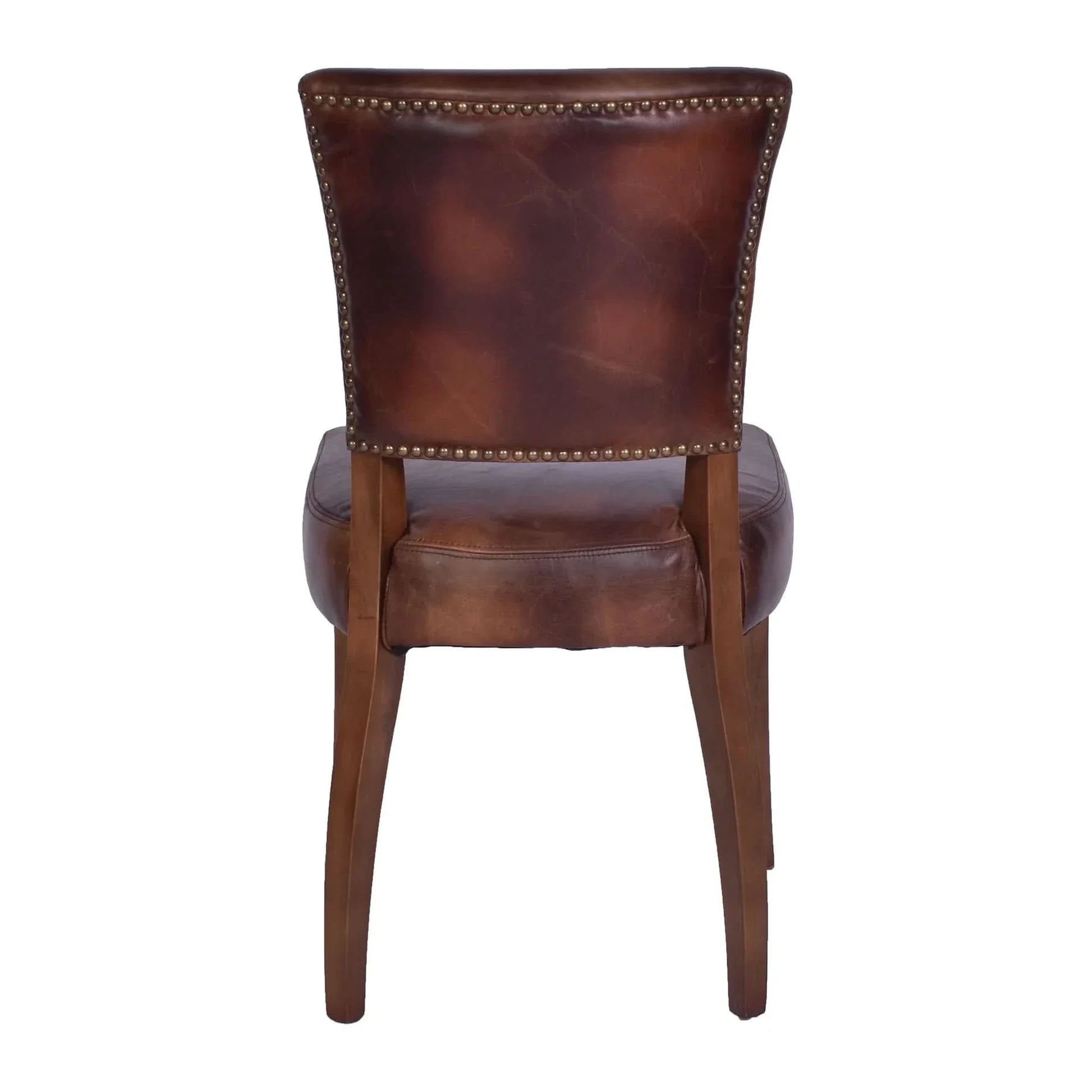 Morang Dining Chair in Brown Waxed Cowhide with Maron Legs - Chocolate Wood