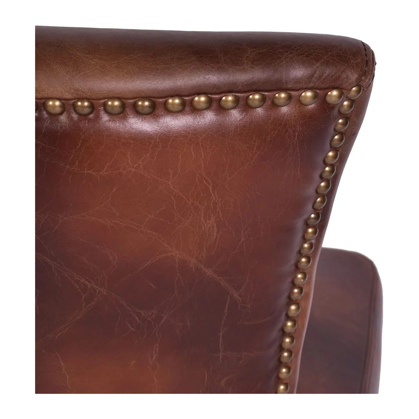 Morang Dining Chair in Brown Waxed Cowhide with Maron Legs - Chocolate Wood